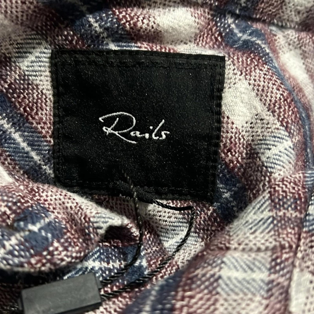 Rails Forrest Plaid Cotton Flannel Button-Up Shirt Dusk Berry Grey, Size S, NEW