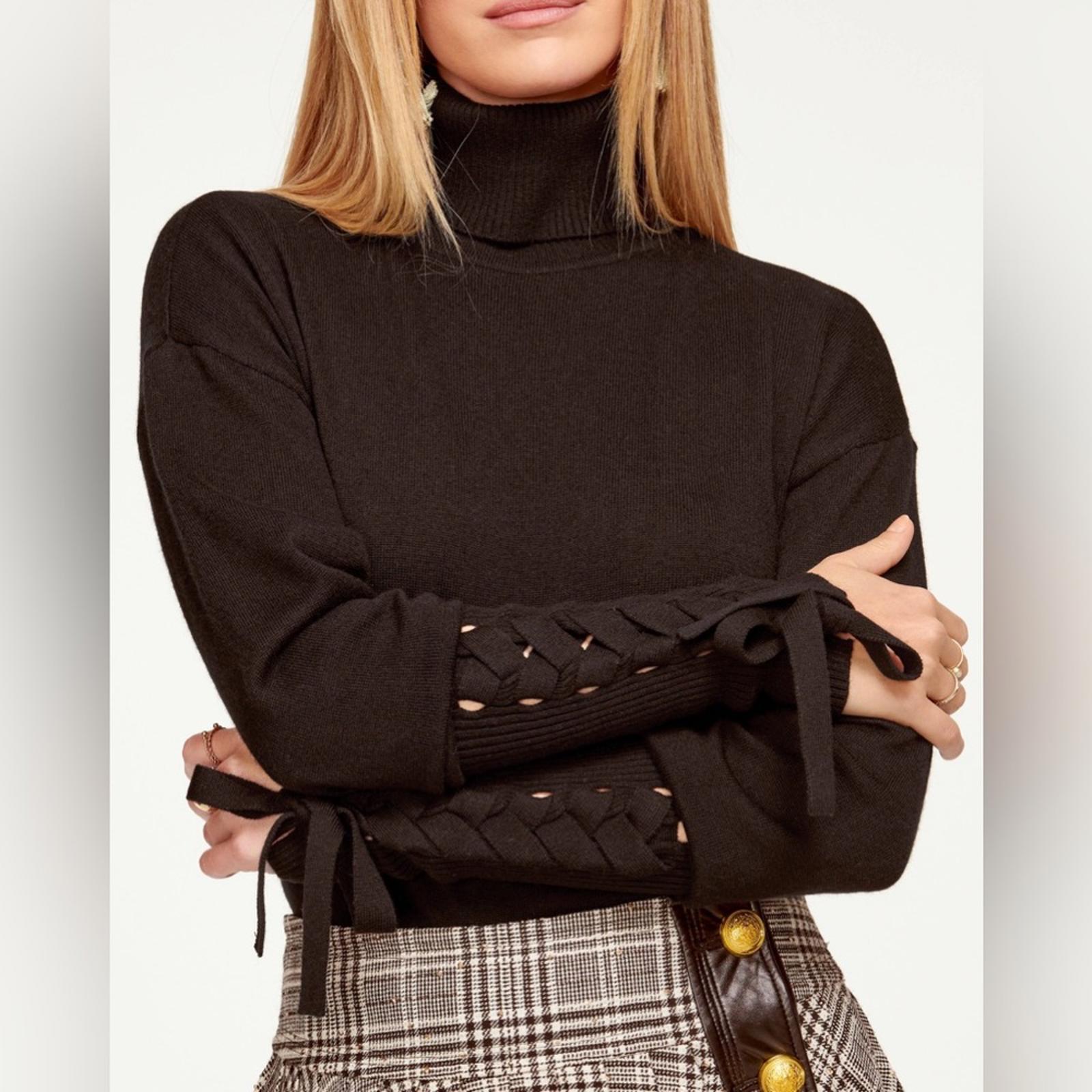 Ramy Brook Walt Turtle Neck Long Lace-Up Sleeve Top in Black, Size XS New w/Tag