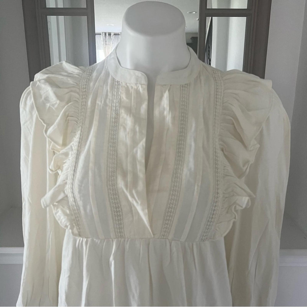 Lauren Ralph Lauren Ruffle Blouse in Winter Cream, Size XXL New w/Tag