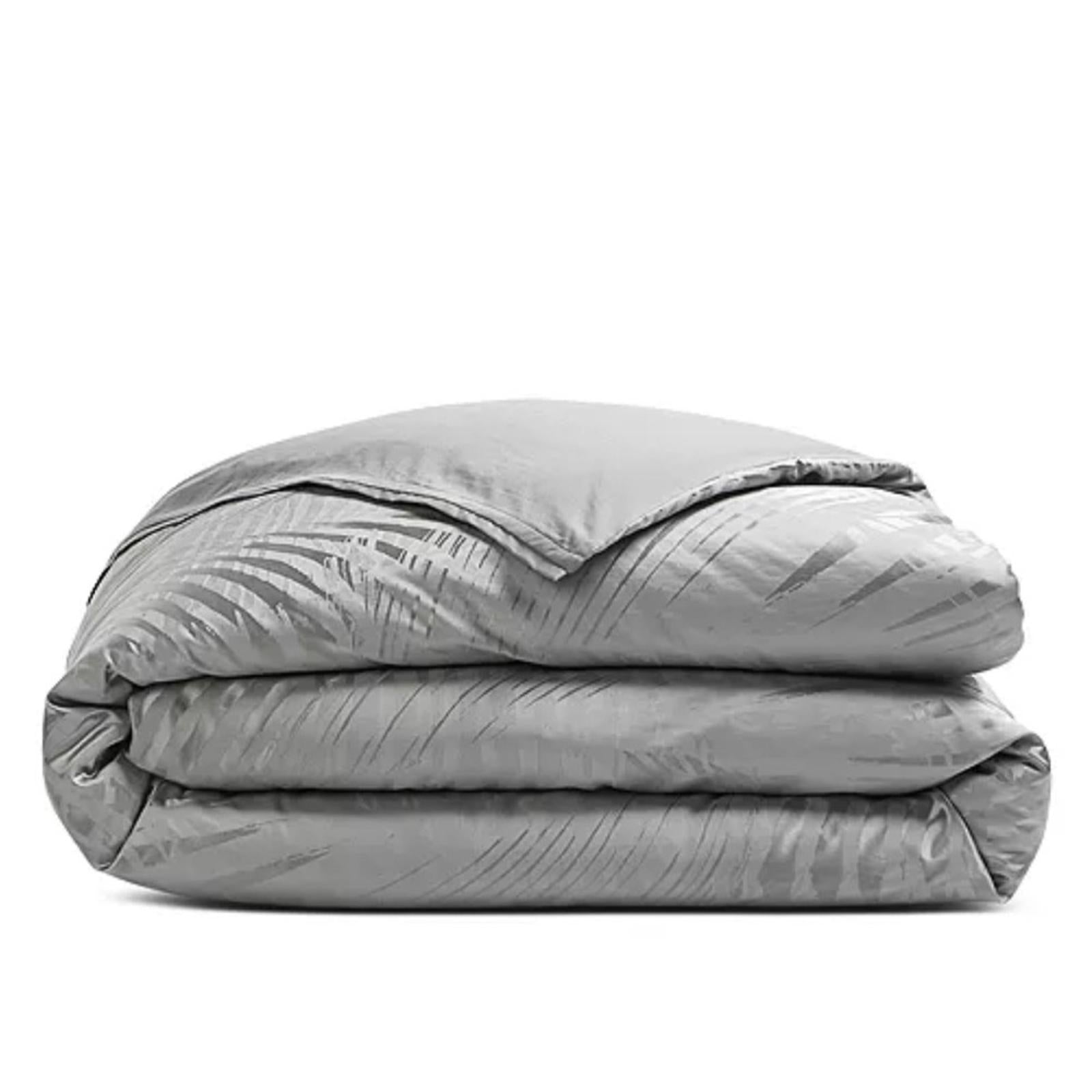 Hudson Park Collection Palmetto Cotton Silk Duvet Cover in Grey, King NEW