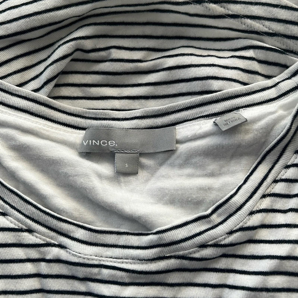 Vince Classic Stripe Side-Tie Dress, White/Black Size S EXCELLENT! Retail $225