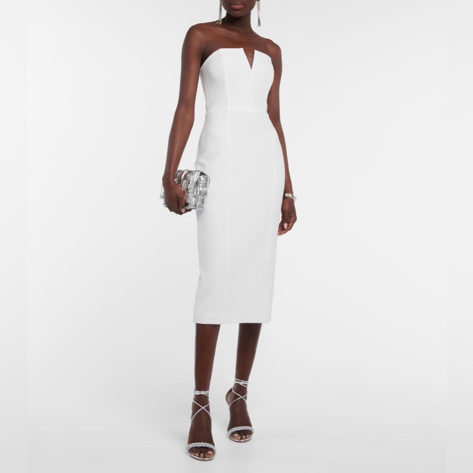 Veronica Beard Nabi WHITE Strapless Midi Dress, Size 14 New w/Tag