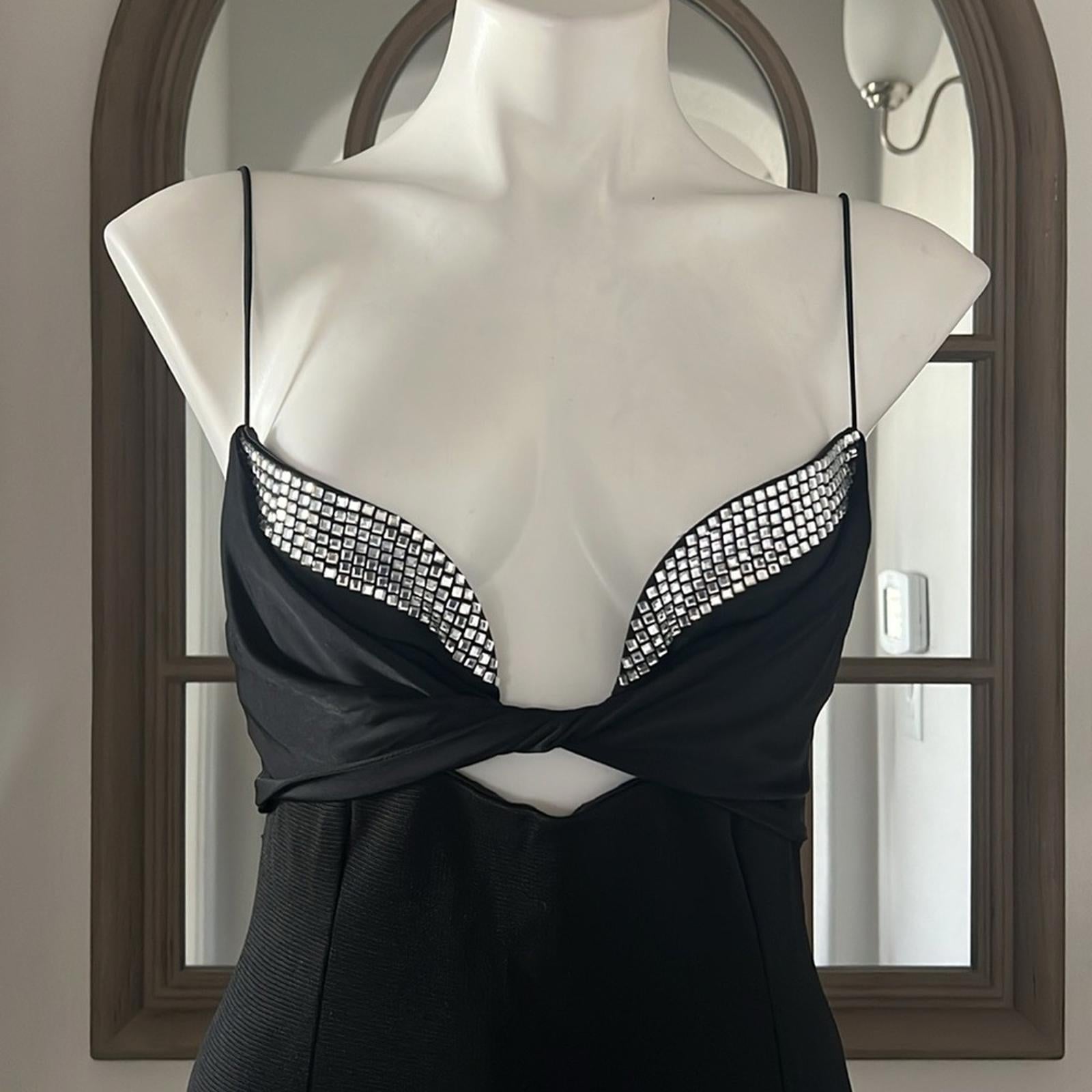 Galvan London Crystal Bustier Dress in Black Size US8 FR40 UK12 New w/tag $1,895