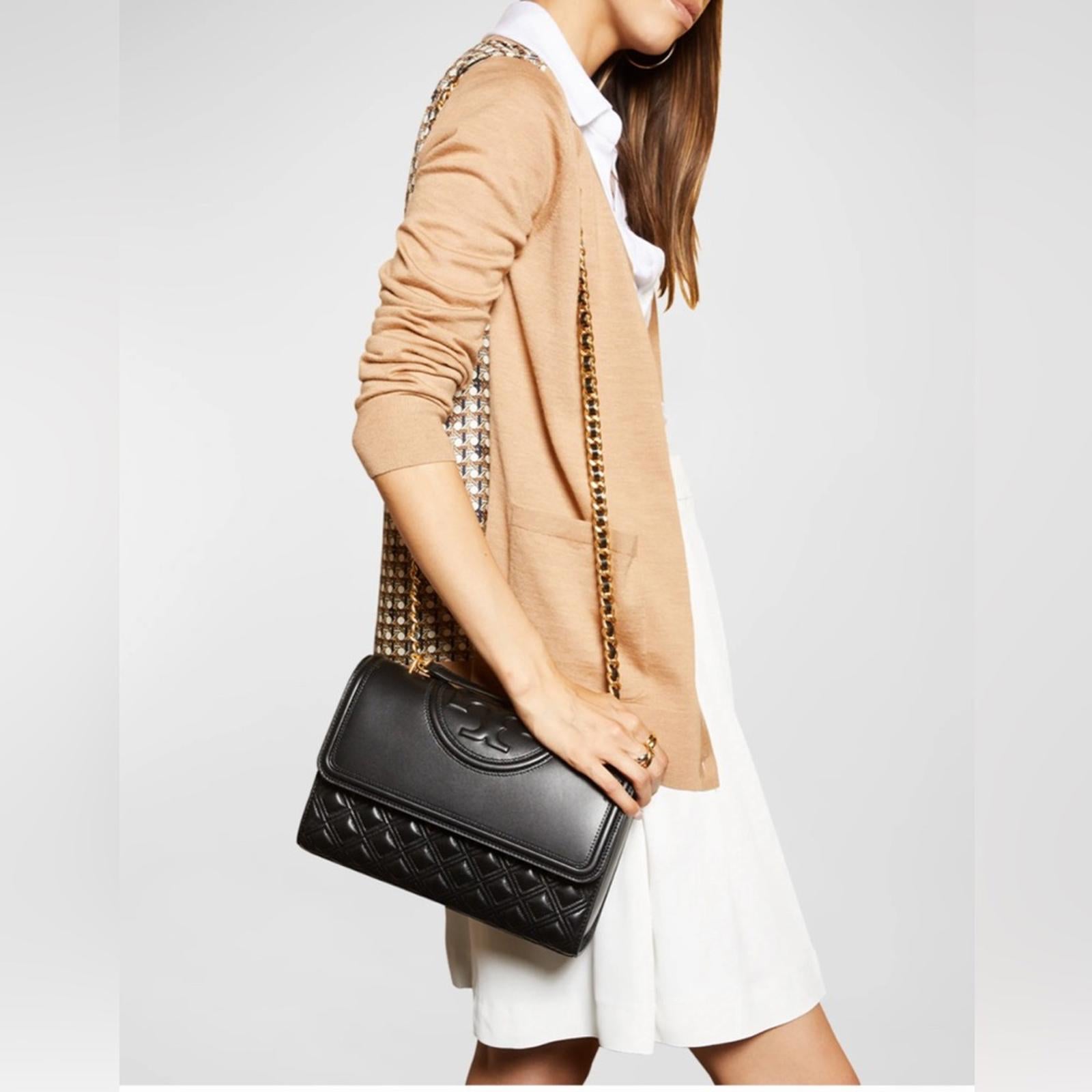 Tory Burch Fleming Convertible Shoulder Bag, Black & Gold EXCELLENT!
