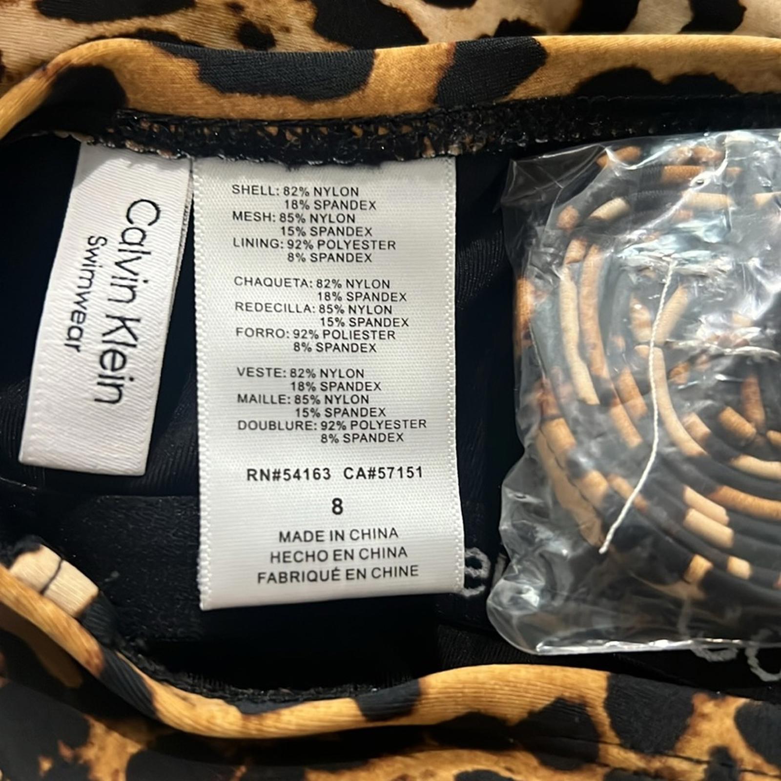 Calvin Klein Leopard-Print Strapless Tummy-Control One-Piece Swimsuit Size 8 NWT