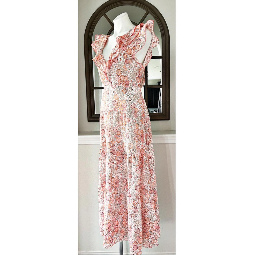 Poupette St Barth Della Long Dress, Pink Ceramique Size L New w/Tag