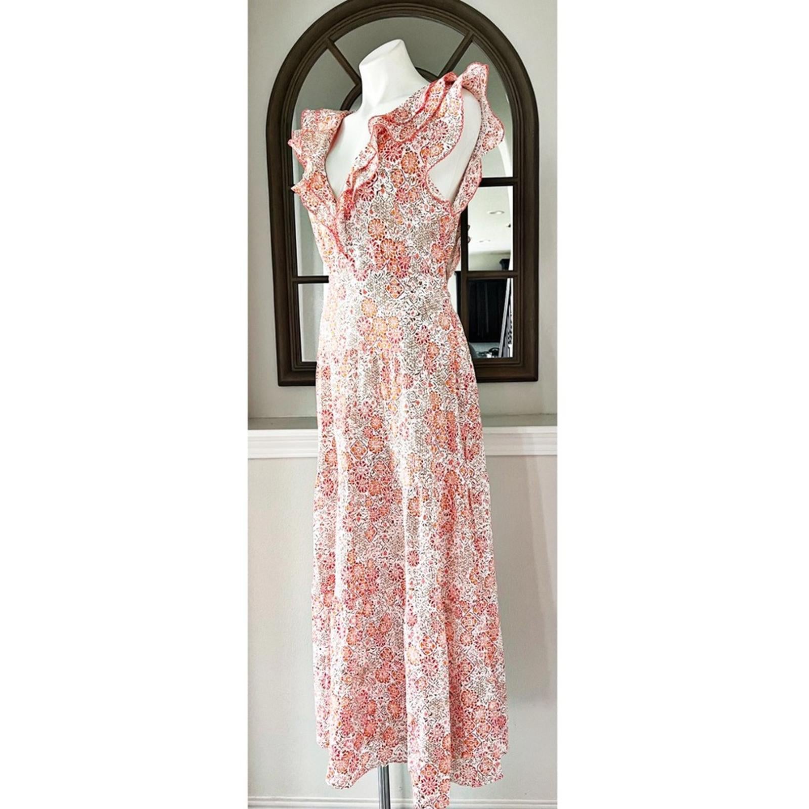 Poupette St Barth Della Long Dress, Pink Ceramique Size L New w/Tag