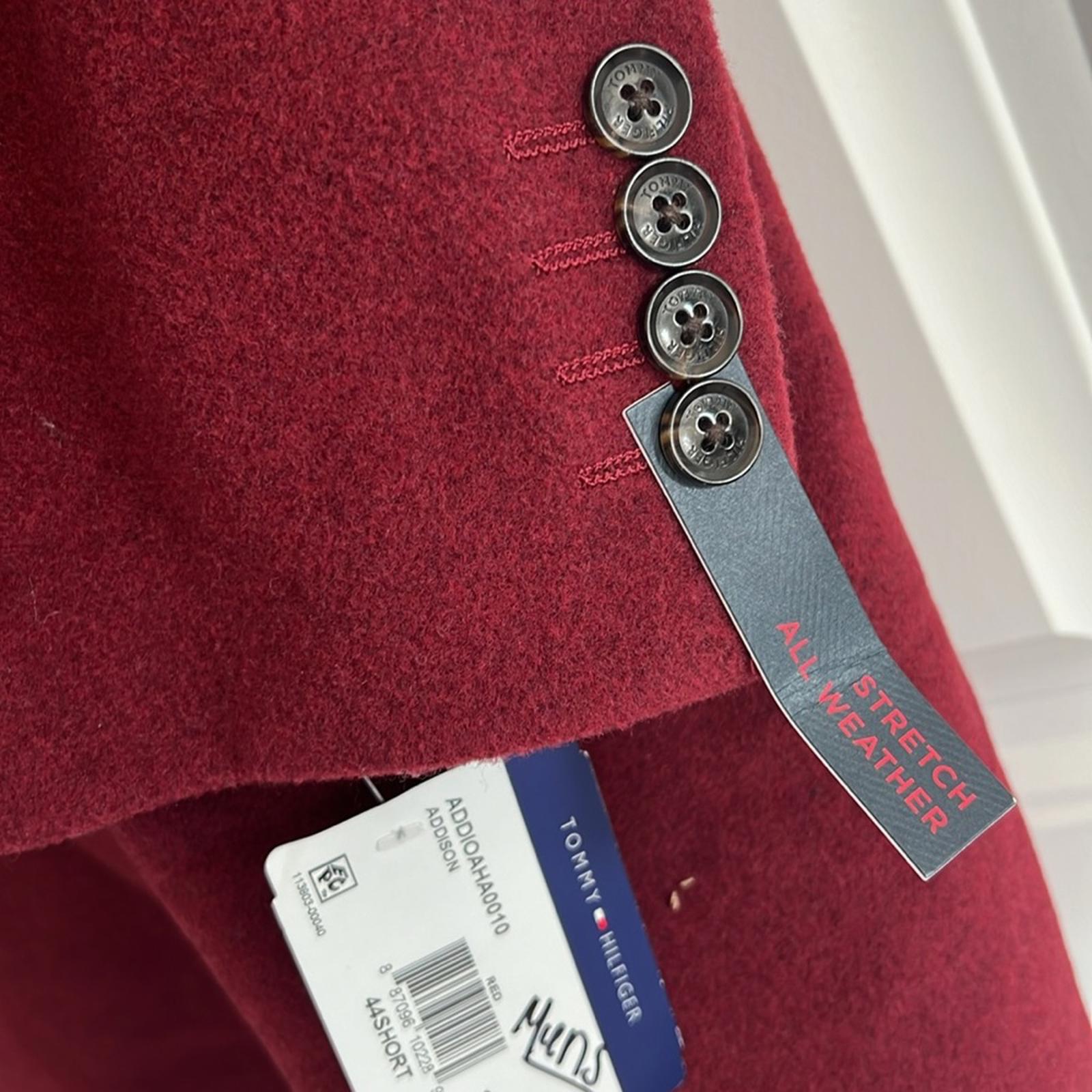 Tommy Hilfiger Addison Wool-Blend Trim Fit Overcoat in Red, Size 44 Short