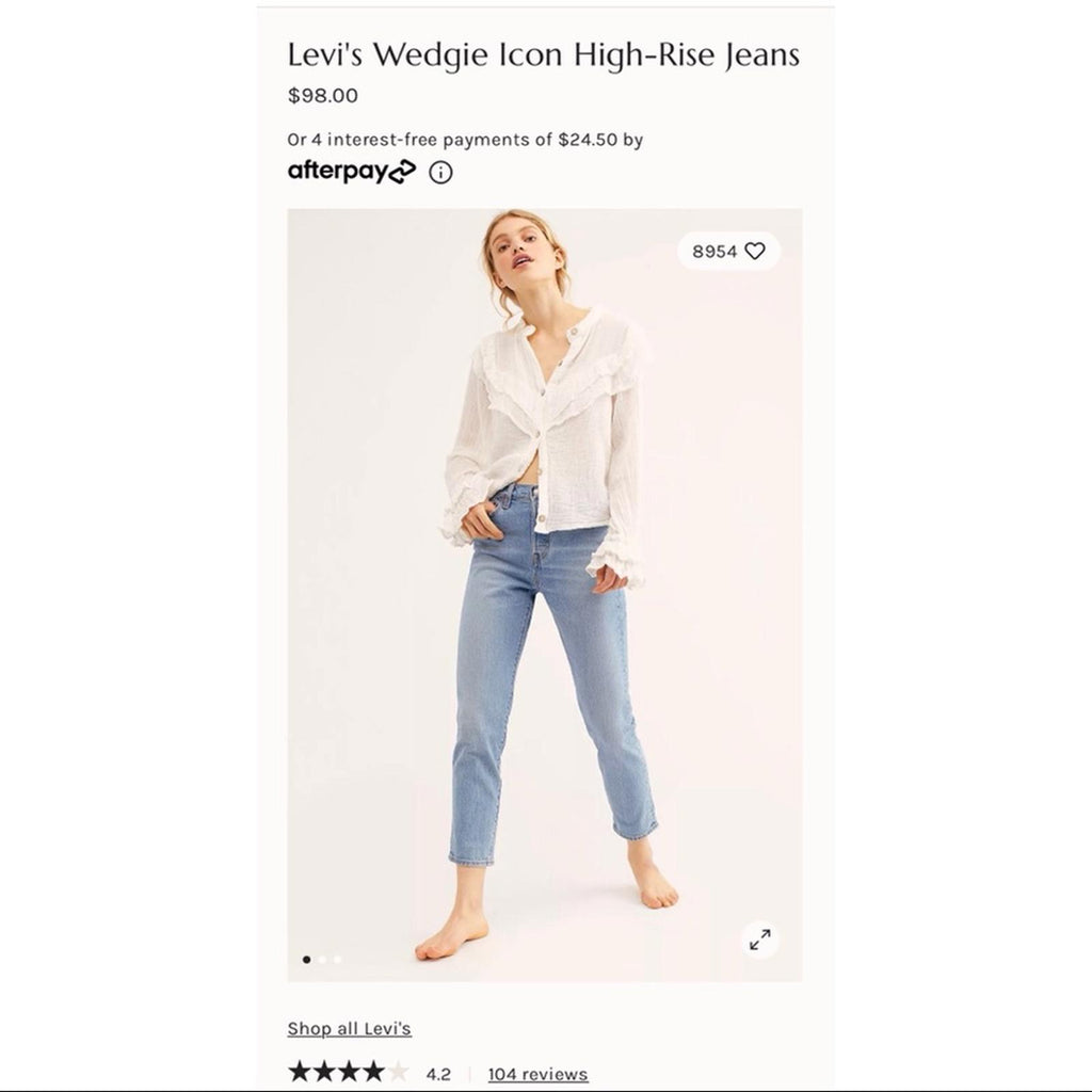 Levi’s Premium Wedgie Icon High-Rise Blue Jeans, Size 32 New with Tag
