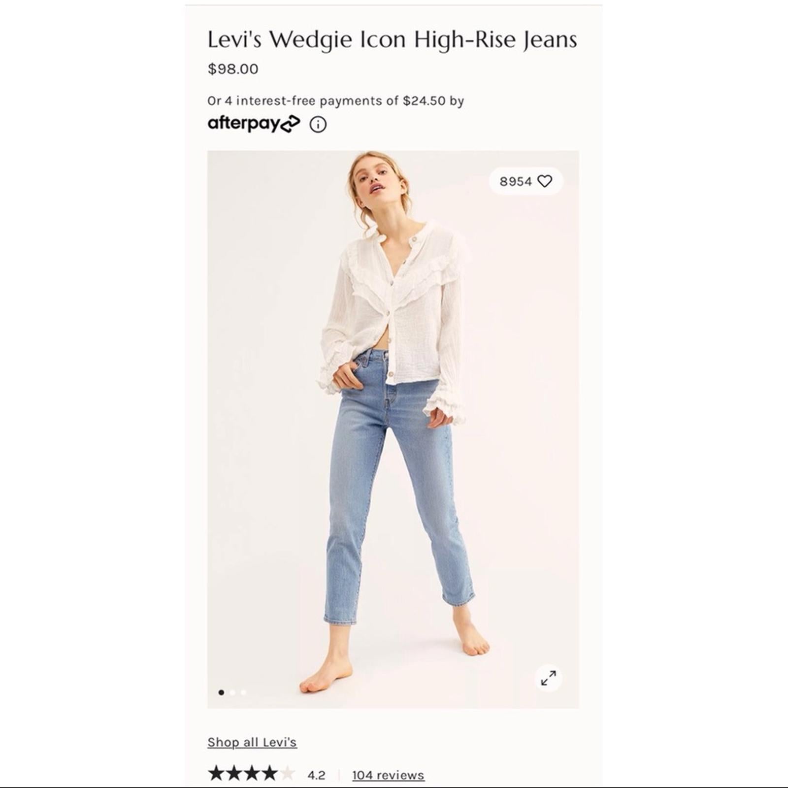 Levi’s Premium Wedgie Icon High-Rise Blue Jeans, Size 32 New with Tag
