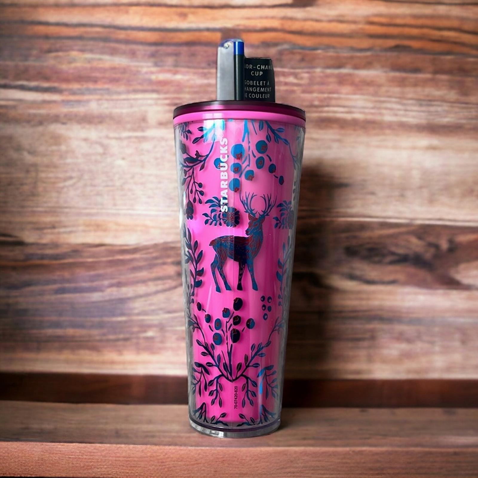 NEW Starbucks ‘Woodland Lace Color Change’ Tumbler 24oz Venti, Pink Red