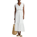 Polo Ralph Lauren Linen Ruffled Eyelet Midi Dress, White Size 4 New w/Tag $398