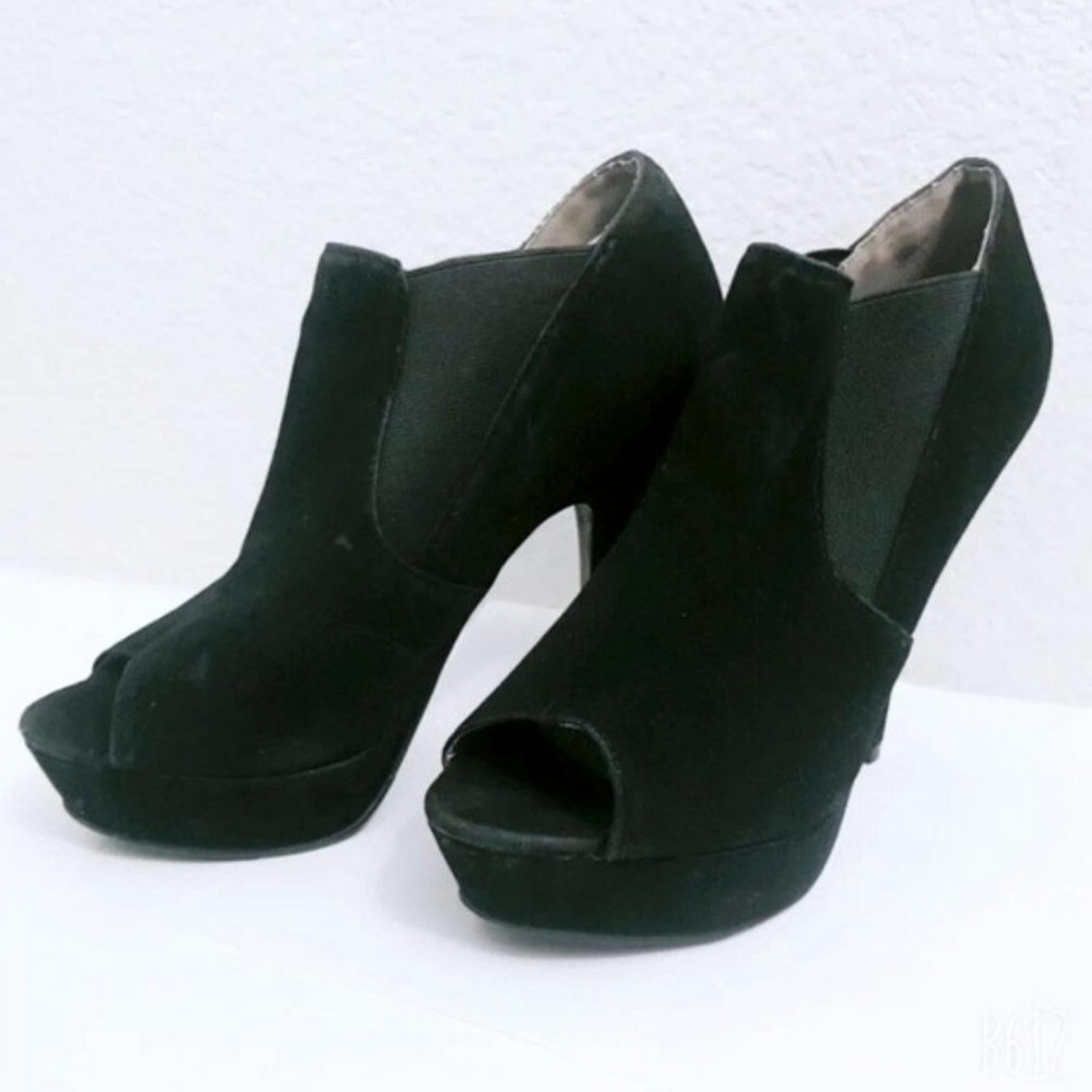 Bonnibel Suede Open Toe Stiletto Heel Booties in Black, Size 7.5 EXCELLENT!