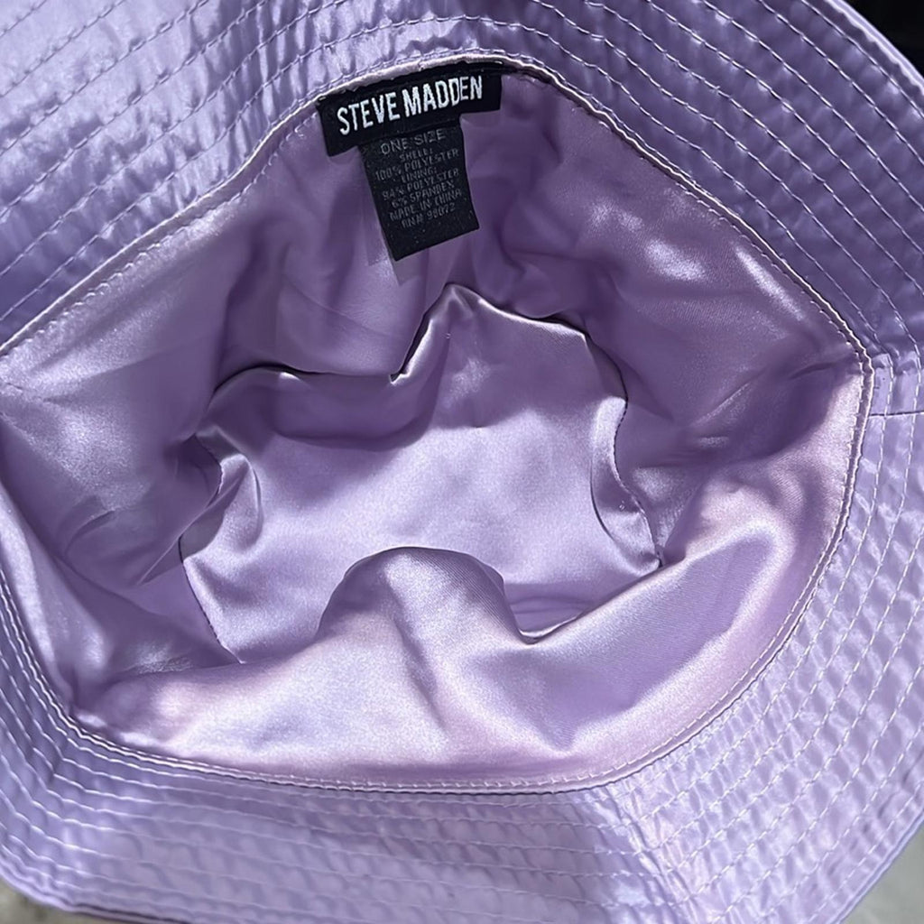 NWT Steve Madden Solid Satin-Lined Nylon Bucket Hat, Lilac Purple New w/Tag $36