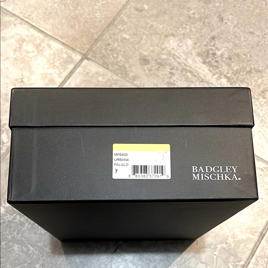 Badgley Mischka Urbana Strappy Heeled Sandals, Rose Gold, Size 7 NEW w/DustBag