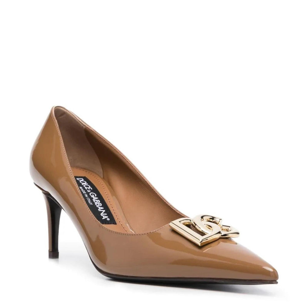 Dolce & Gabbana Patent Leather DG Calf Skin Pumps 60 Brown Size 36 New +2DustBag