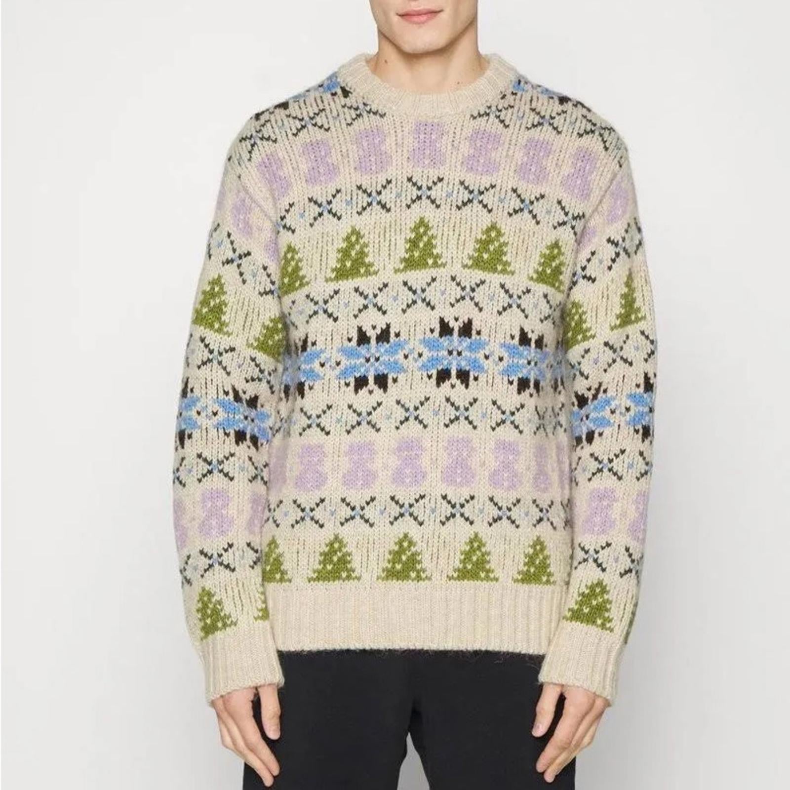 NN07 Stein Wool-Alpaca Blend Crewneck Sweater in Ecru Multi Size XL NWT $370