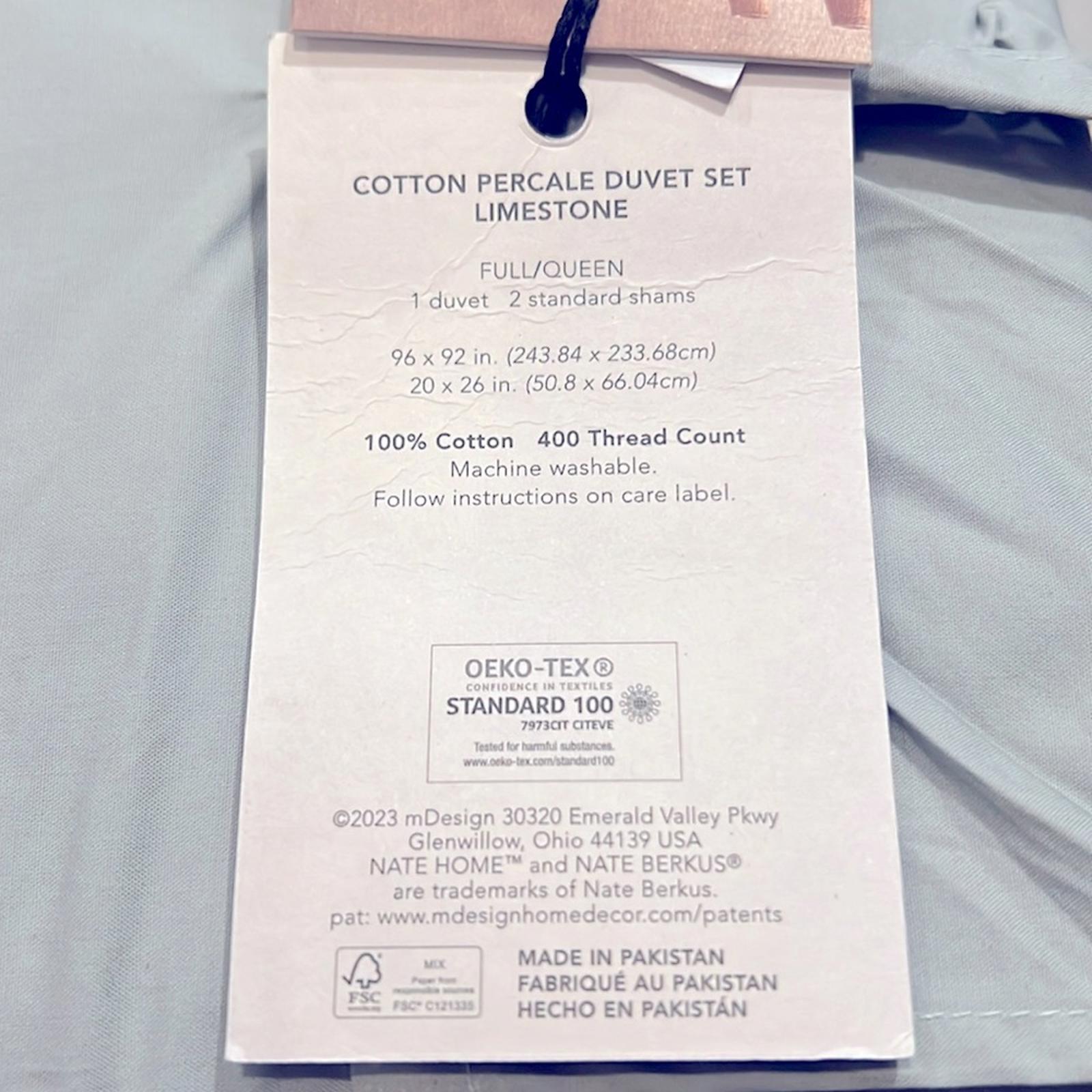 Nate Home by Nate Berkus 3-Piece 400TC Percale Duvet in Limestone Queen NWT $278
