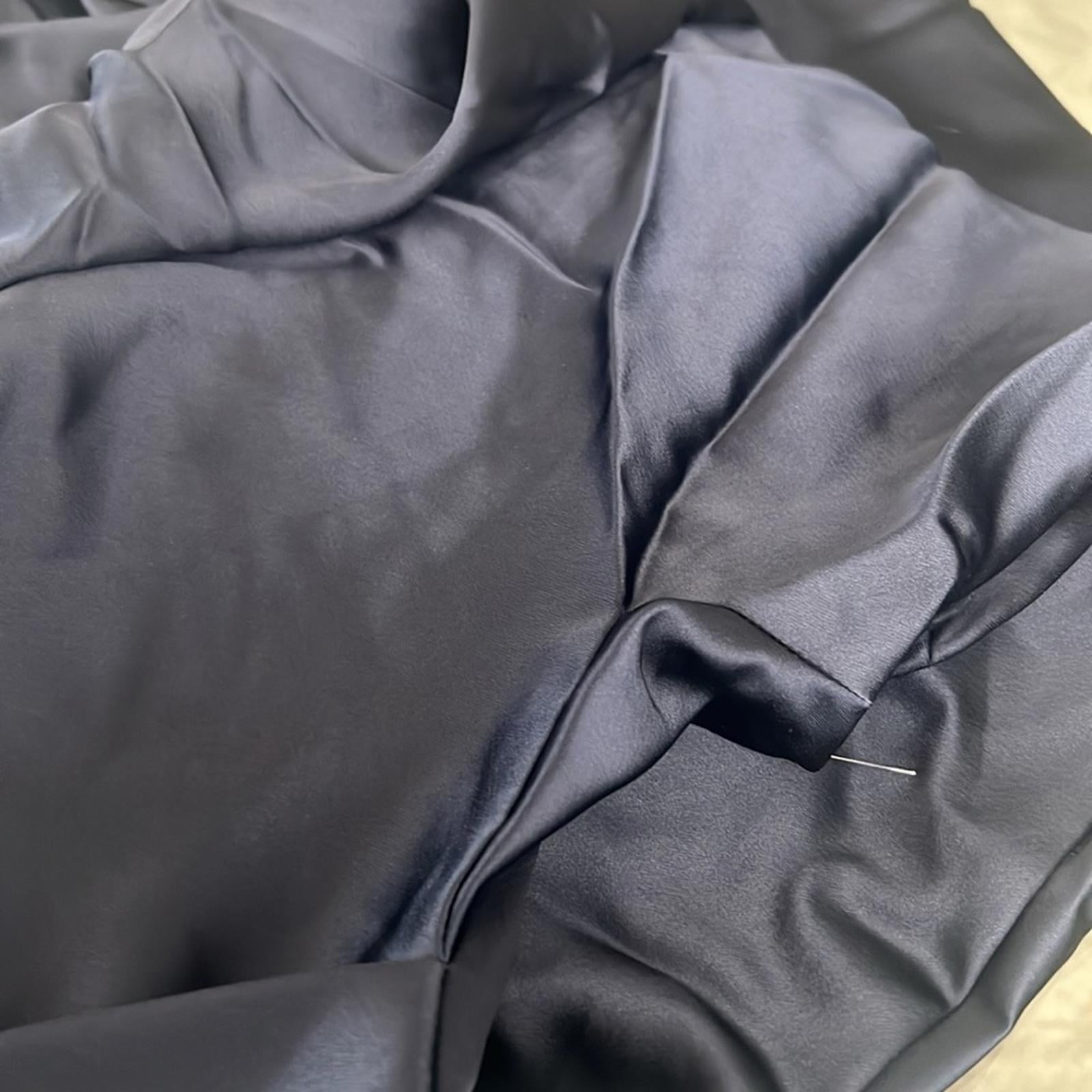NEW Amsale NAVY One Shoulder Fluid Satin Cocktail Midi Dress, Size 4 Retail $385