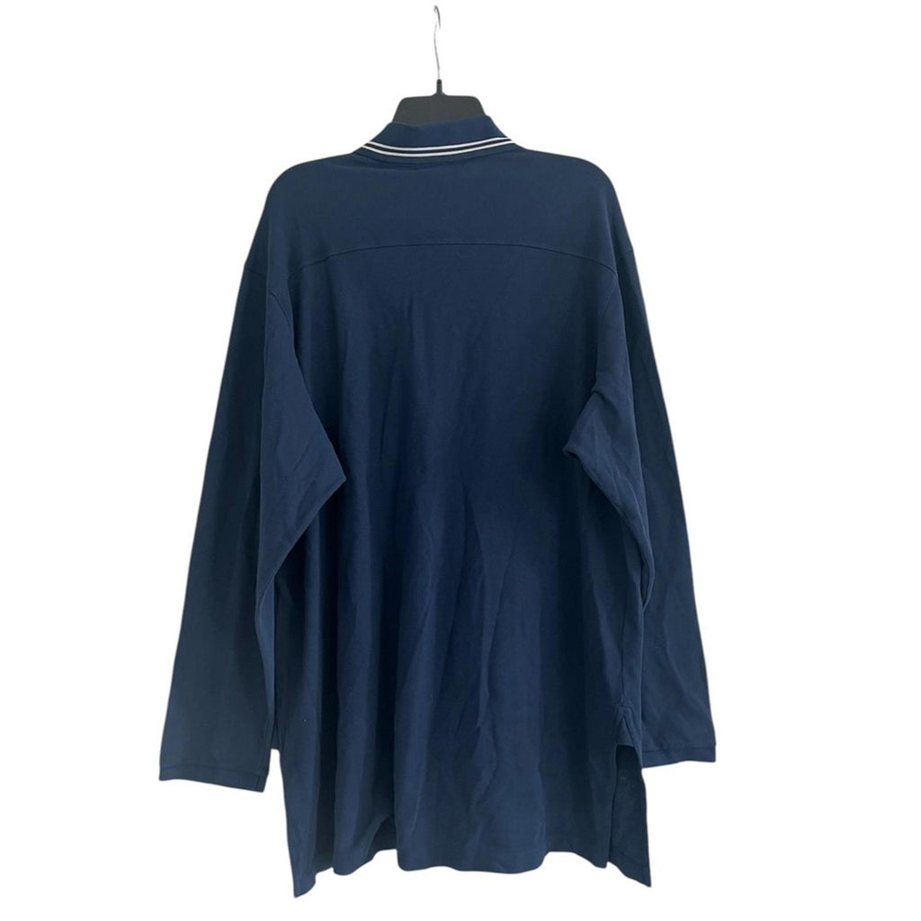 Gucci SS21 Long Sleeves Polo Heavy Cotton Jersey Shirt in Autumn Blue NWT $1,200