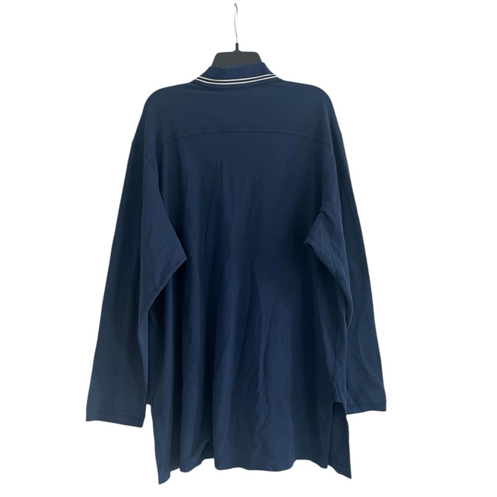 Gucci SS21 Long Sleeves Polo Heavy Cotton Jersey Shirt in Autumn Blue NWT $1,200