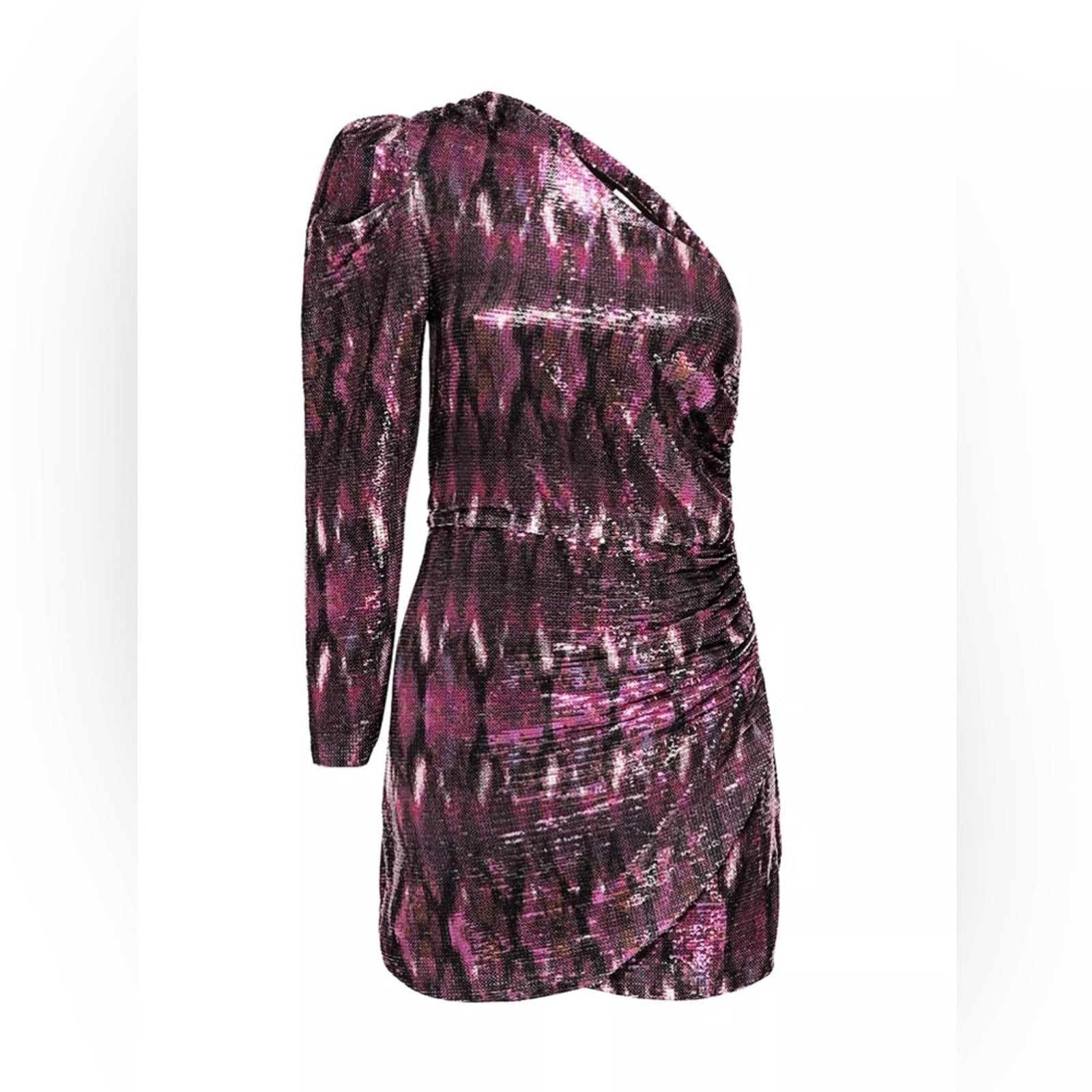 MISA Revolve Nova One-Shoulder Sequin Mini Dress, Purple Size S New w/o Tag $370