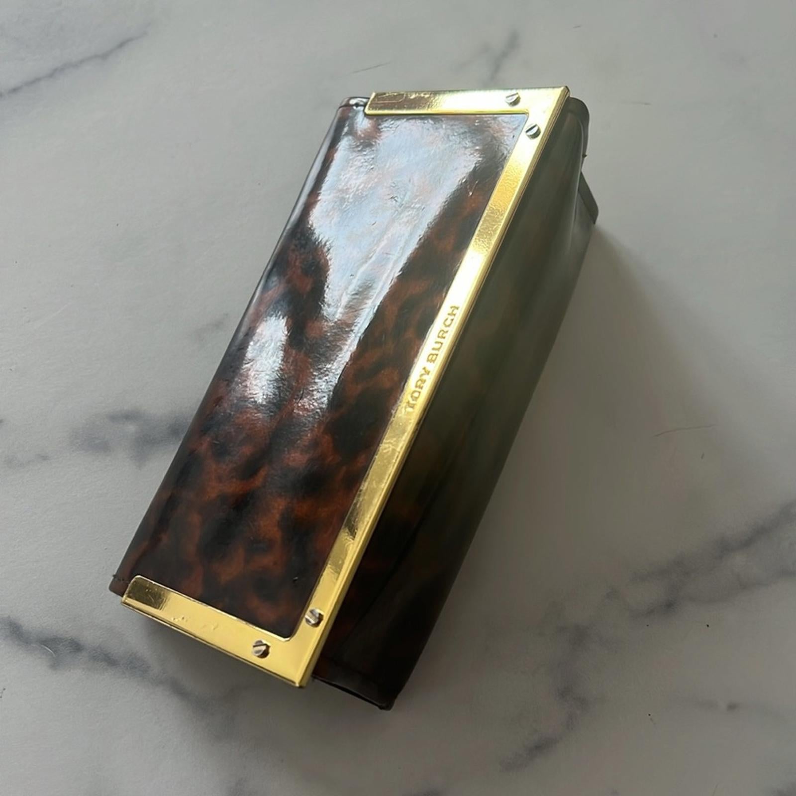 Tory Burch Tortoise Gold Tone Sunglasses Case