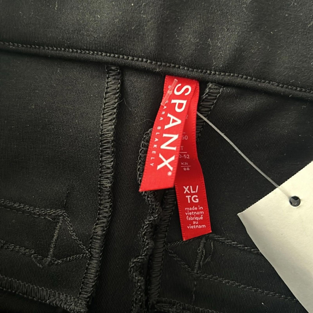 Spanx Black Ponte Straight Leg Stretch Pull-On Pants, Size XL NEW w/Tag $138