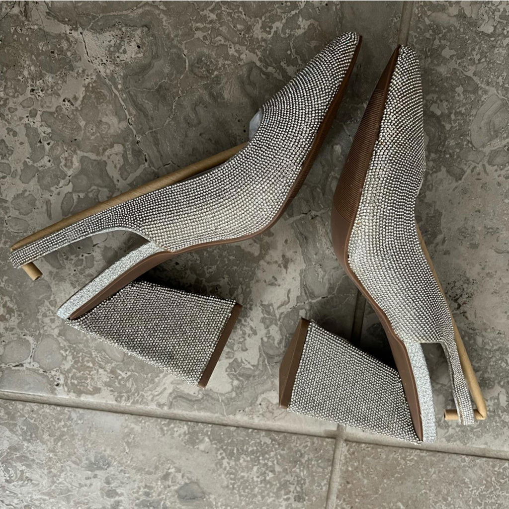 NWT Bar III Arrica Slingback Pumps, Silver Bling Size 7M New in Box Retail $89.5