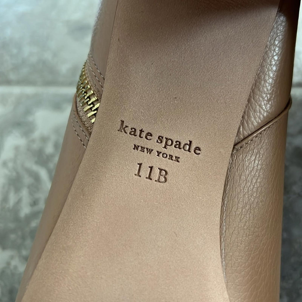 Kate Spade Knott Zip Booties, Light Fawn Pebble Calf Leather Size 11 New in Box