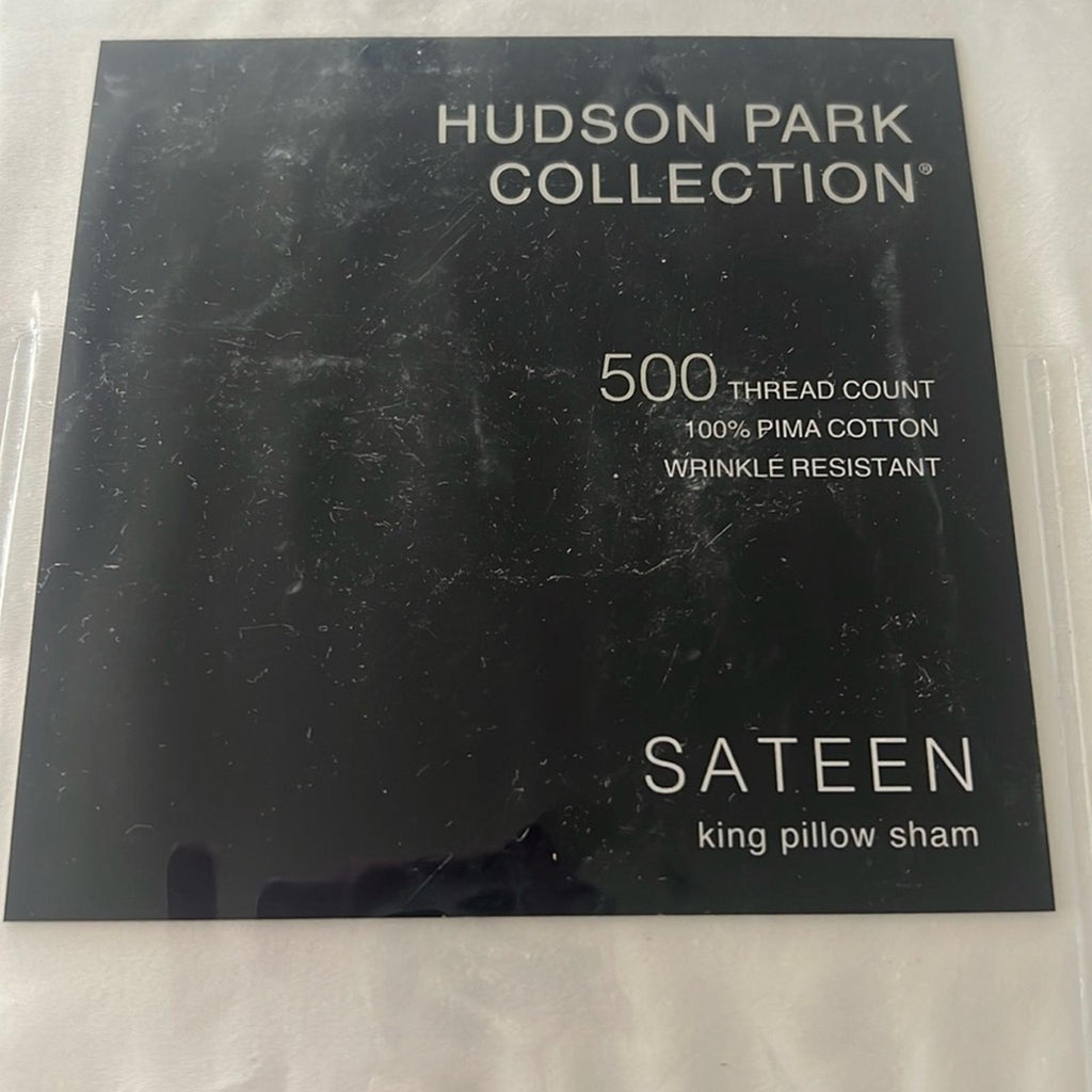 Hudson Park Collection Embroidered Geo King Sham 500 Thread Count White/Charcoal