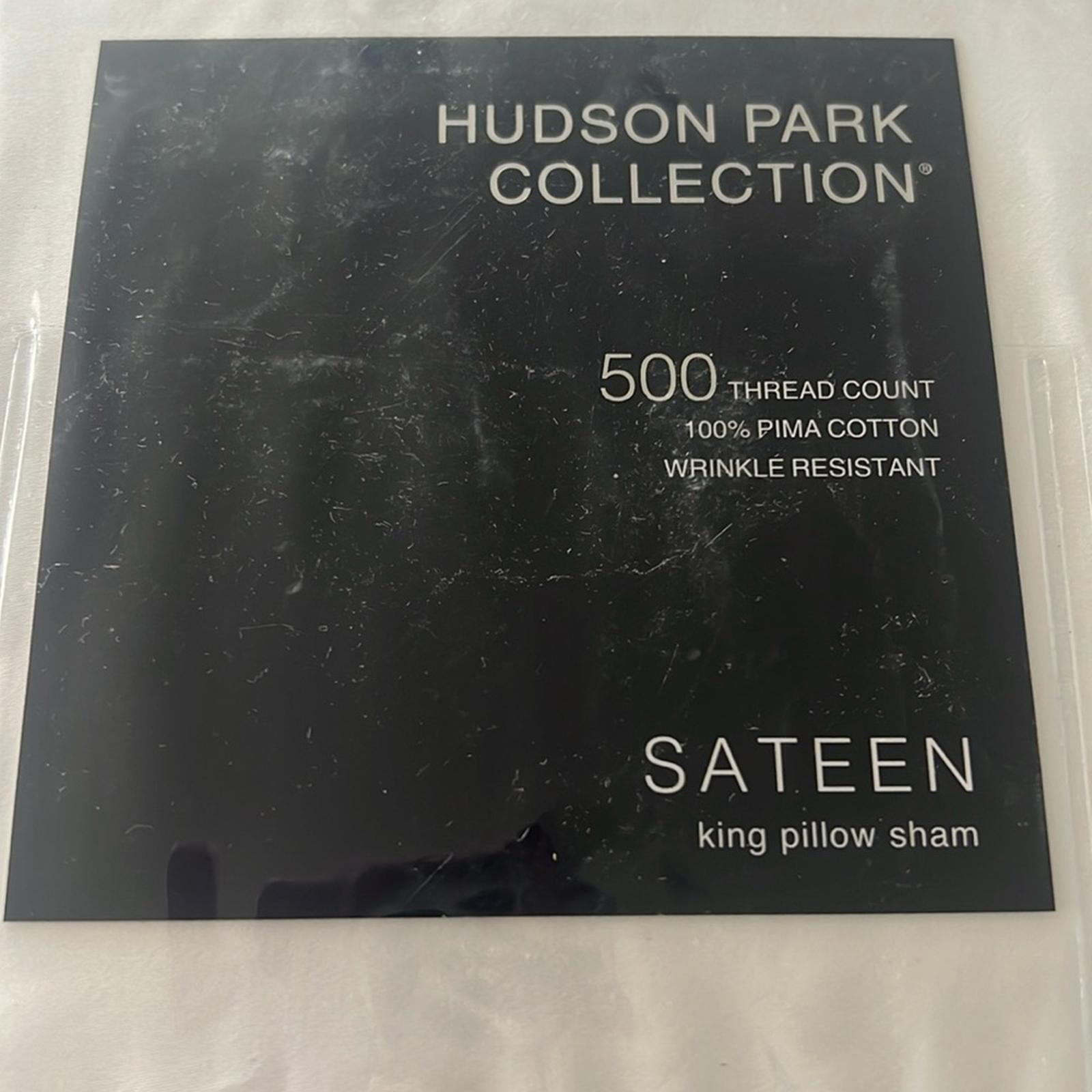 Hudson Park Collection Embroidered Geo King Sham 500 Thread Count White/Charcoal