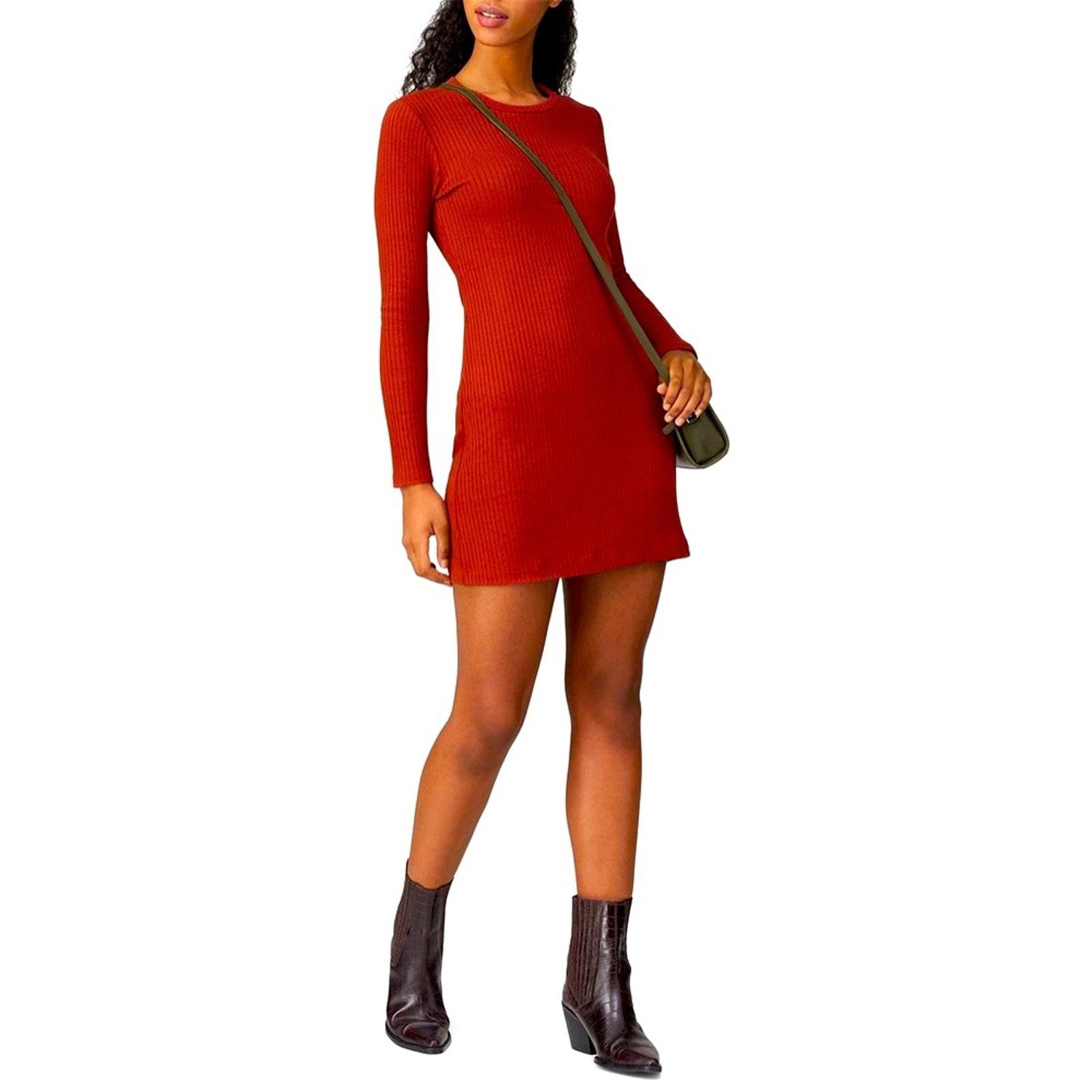 Reformation Jeanne Long Sleeve Sweater Dress in Red, EXCELLENT, Size XL