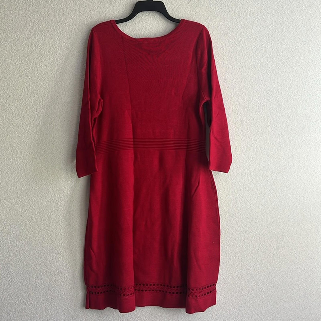 Lane Bryant Red A-Line Dress with 3/4 Sleeves, NWT, Size 14/16