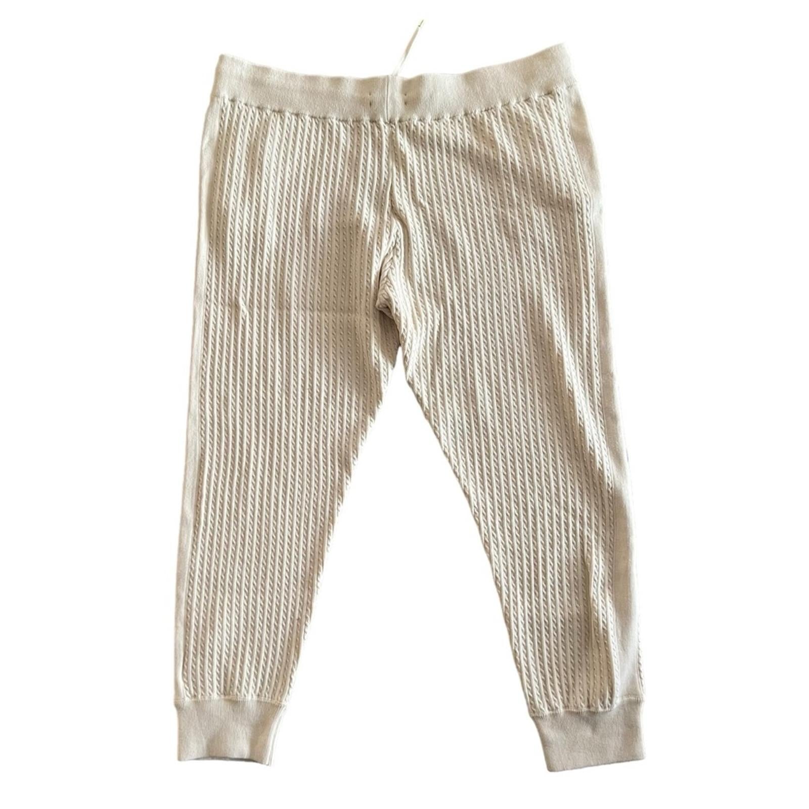Lauren Ralph Lauren Cable-knit Jogger Pants Plus Size XXL, Winter Cream NWT $145