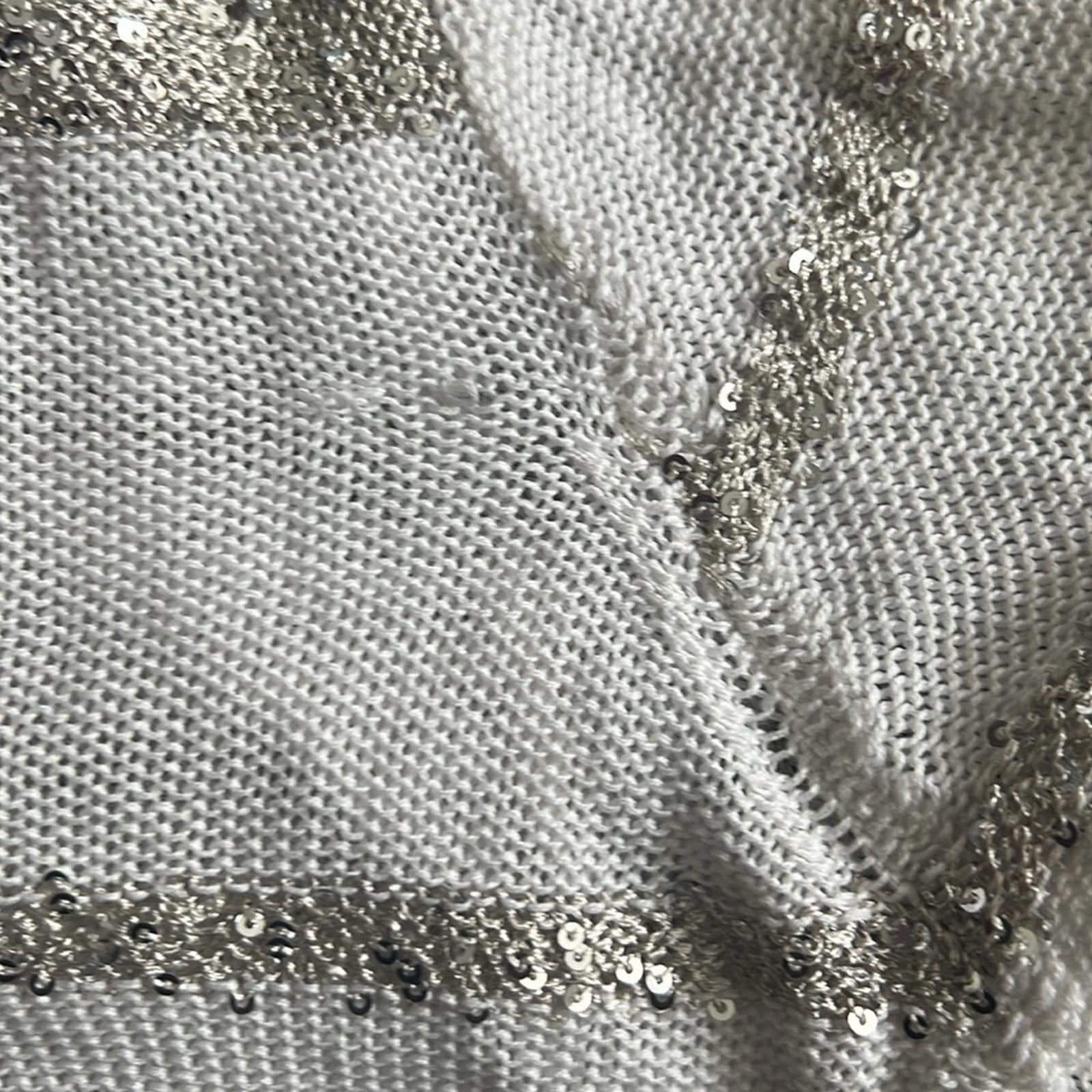 Belldini Elegant White/Silver Sequined Striped Women's Sweater Size XL EXCELLENT