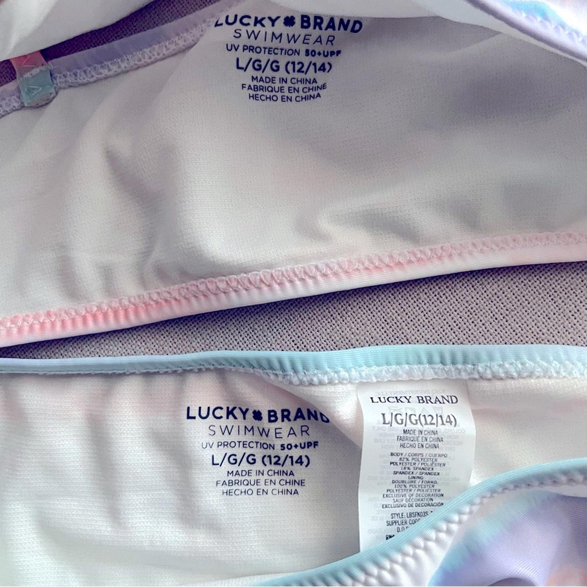 Lucky Brand 2-Piece Bikini Set Blue Tint, Size L (12/14) New w/Tag