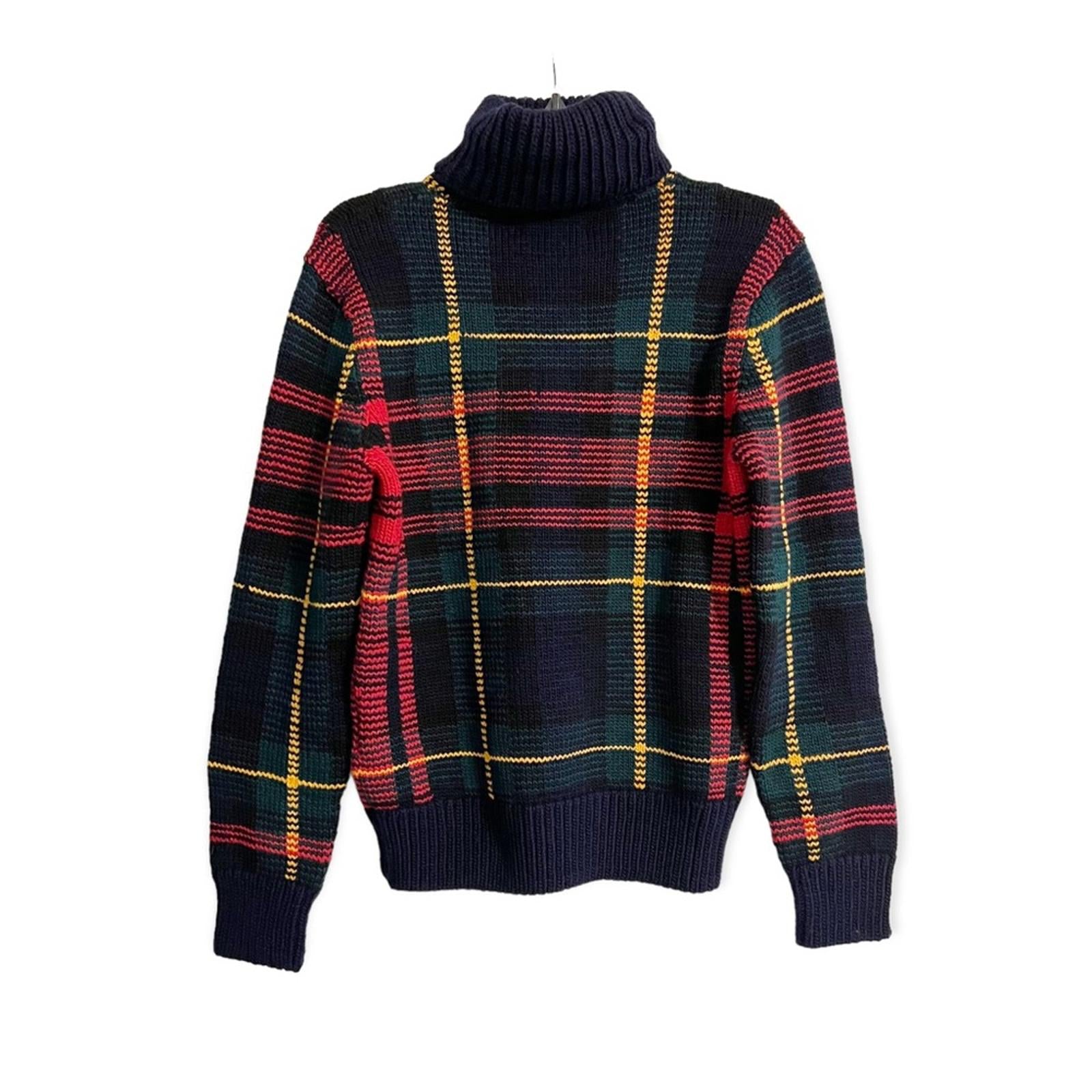 NWT Polo Ralph Lauren Checked Wool Rollneck Sweater, Size XS New w/Tag $998
