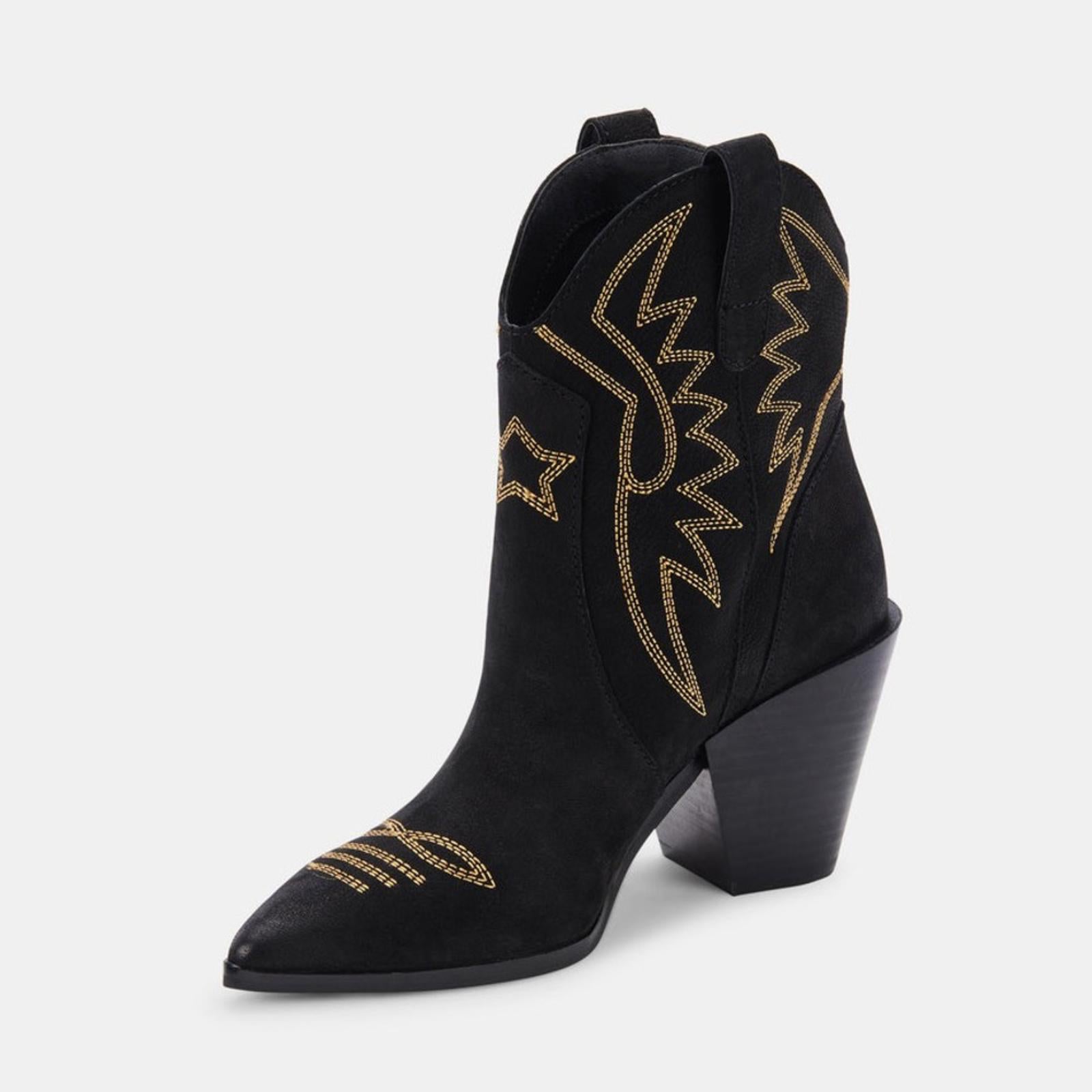 Dolce Vita Ginni Pull On Pointed Booties in Black Nubuck Size 8.5 New in Box