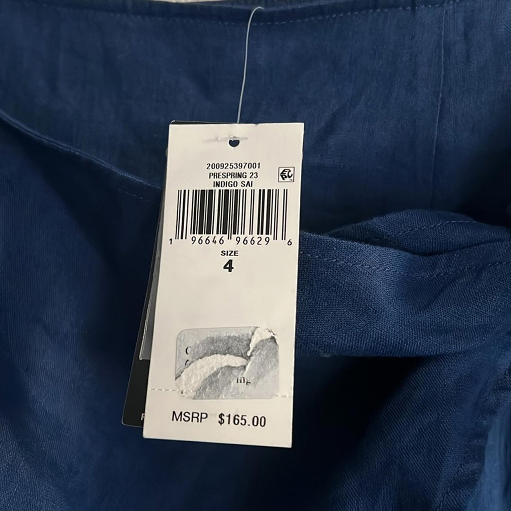 Lauren Ralph Lauren Linen Wrap Midi Skirt in Indigo Sail, Size 4 New w/Tag