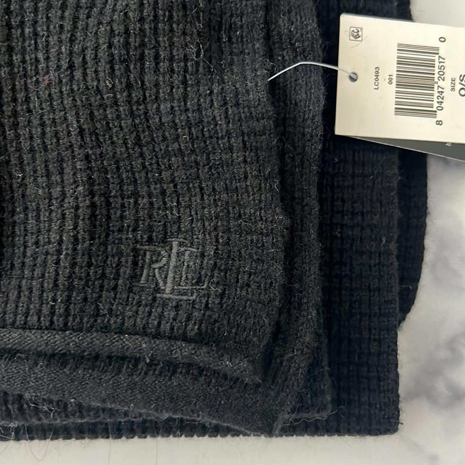 Lauren Ralph Lauren Thermal-Knit Wool-Cashmere Black Wrap Scarf, NWT $248