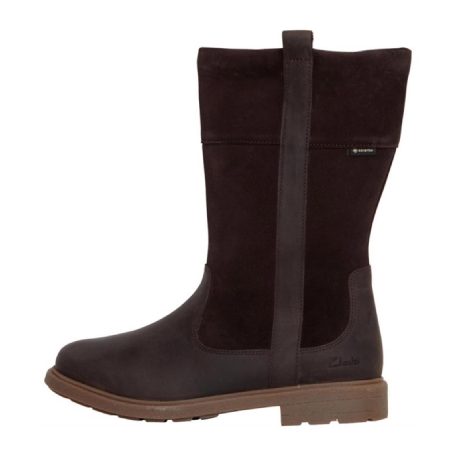 NEW Clarks Girls Astrol Hi Gortex Boots Brown Leather, Size UK 11F, US 11.5M £66