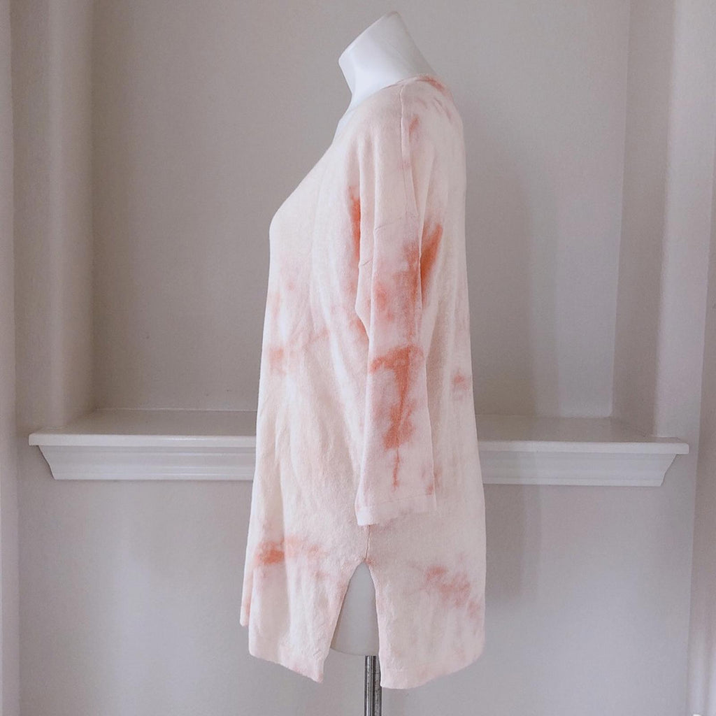 J. Jill Linen Blend Tie-Dye Knit Tunic Sweater in Peach Cream, Size S New w/Tag