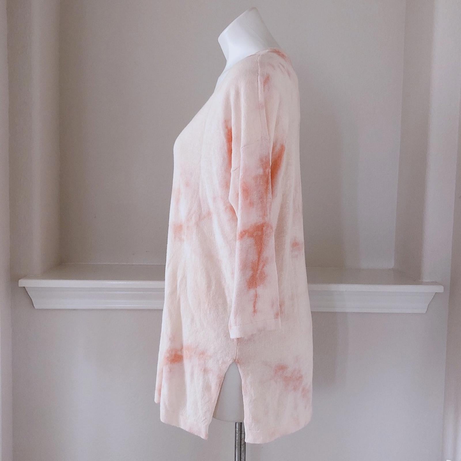 J. Jill Linen Blend Tie-Dye Knit Tunic Sweater in Peach Cream, Size S New w/Tag