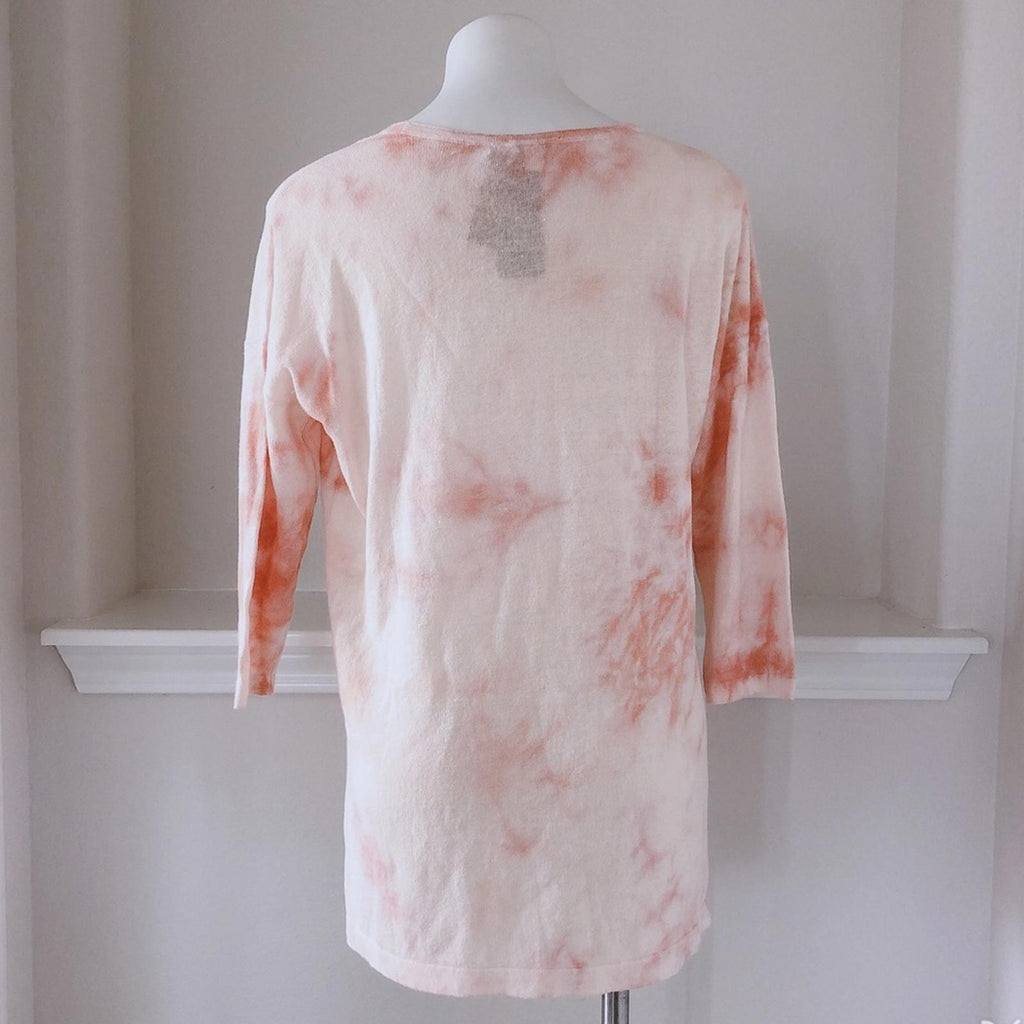 J. Jill Linen Blend Tie-Dye Knit Tunic Sweater in Peach Cream, Size S New w/Tag