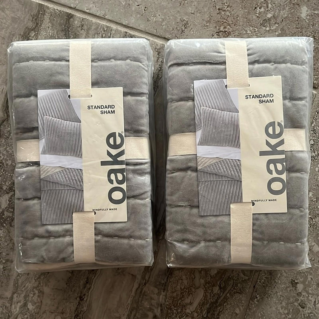 Two (2) OAKE Velvet Standard Shams, New with Tag Retail $170 @ $85/Each