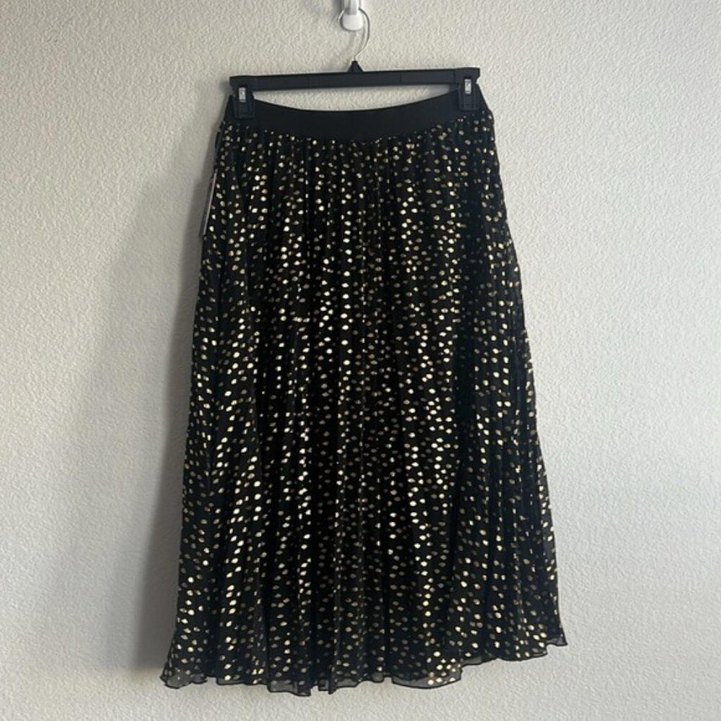 Vince Camuto Pleated Chiffon Foil Dot Maxi Skirt. Size S New w/Tag