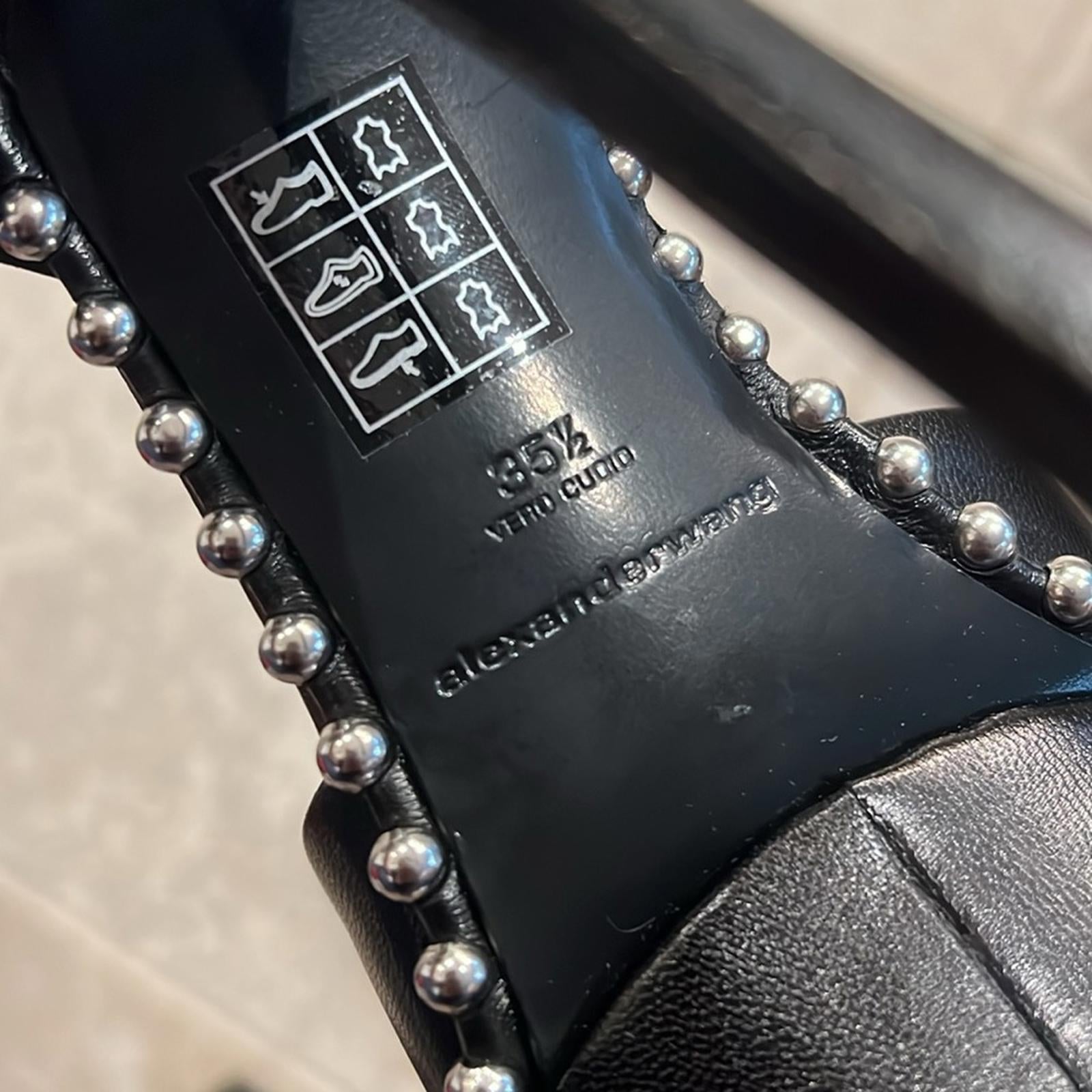 Alexander Wang Nova Ankle Strap 145 Studded Platform High Heel Sandals 35.5 NEW