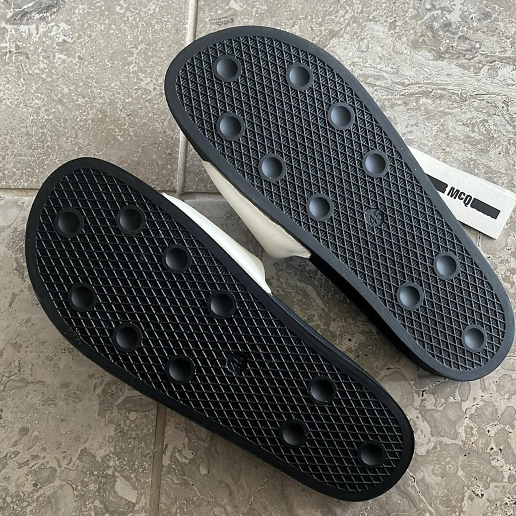 MCQ Alexander McQueen Logo Pool Slide Sandals in White, NWT, EU Size 45