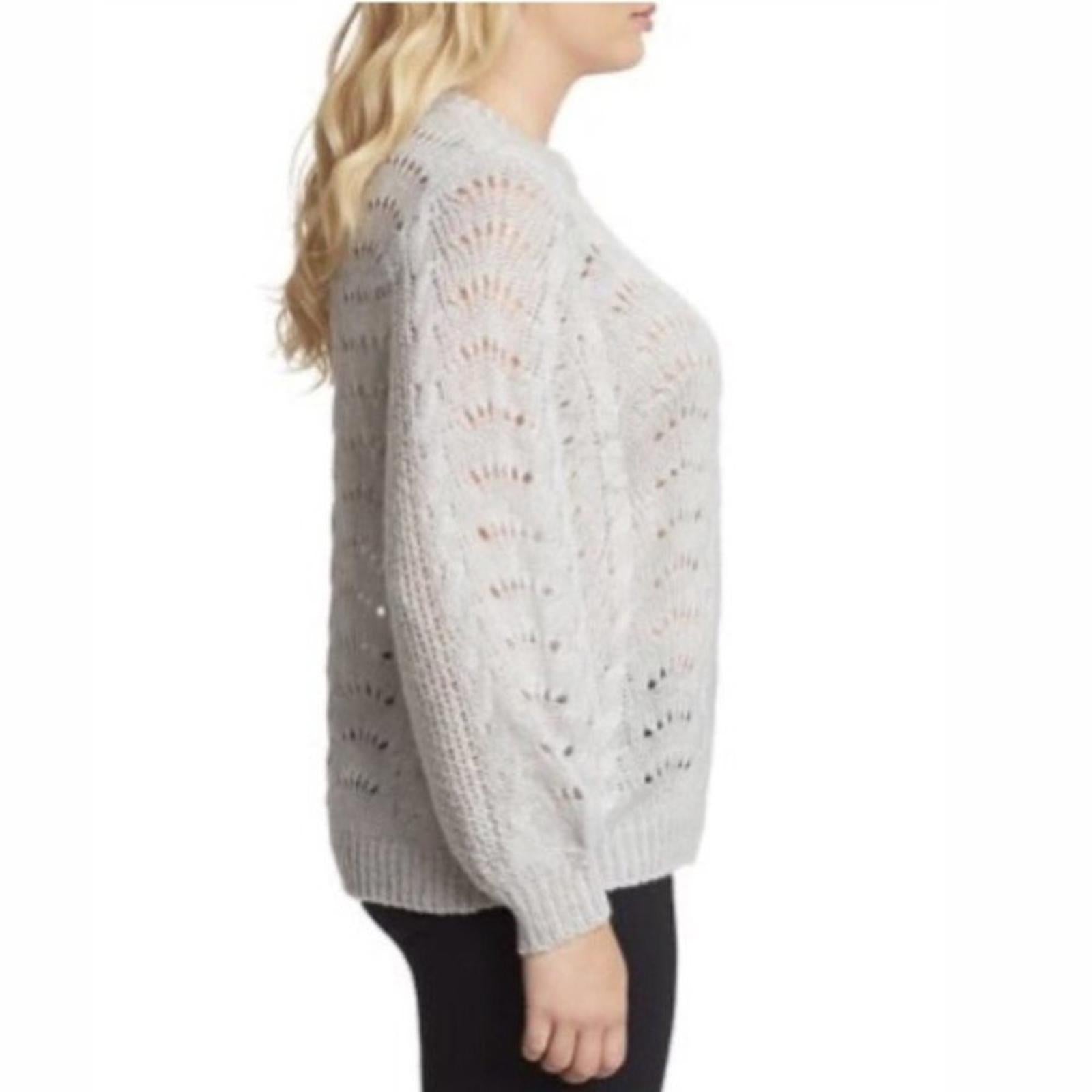 Jessica Simpson Hazel Loose Knit Crewneck Pullover in Grey, Size XL New w/Tag